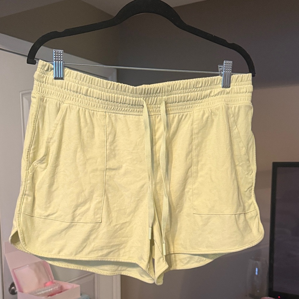 Athletic Works Pale Yellow Women's Drawstring Sport Shorts